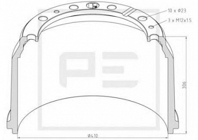 PE AUTOMOTIVE 01643100a -  Тормозной барабан